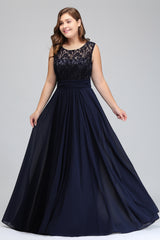 Plus Size Long Sleeveless A-Line Chiffon Ruffles Wedding Guest Dresses