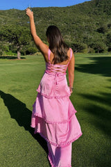 Simple Square Neck A-line Chiffon Formal Dress with Split