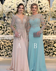 Vintage Long Sleeve Floor Length Mermaid Mother Of Bride Dress With Beading