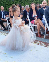 Boho Long Sleeves Lace Flower Girl Dresses