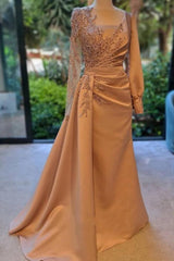 Elegant Mermaid Long Sleeves Appliques Lace Ruffles Floor Length Formal Evening Dress