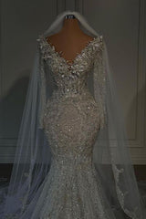 Luxury Long Mermaid Sweetheart Sequined Wedding Dresses with Sleeves