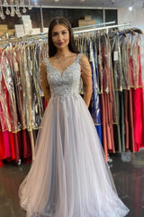 Long Sweetheart Spaghetti Straps A-line Tulle Backless Prom Dress