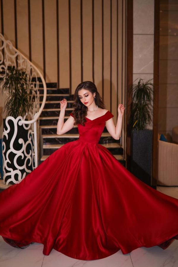 Elegant Long A-line Off the Shoulder Satin Floor length Prom Dress
