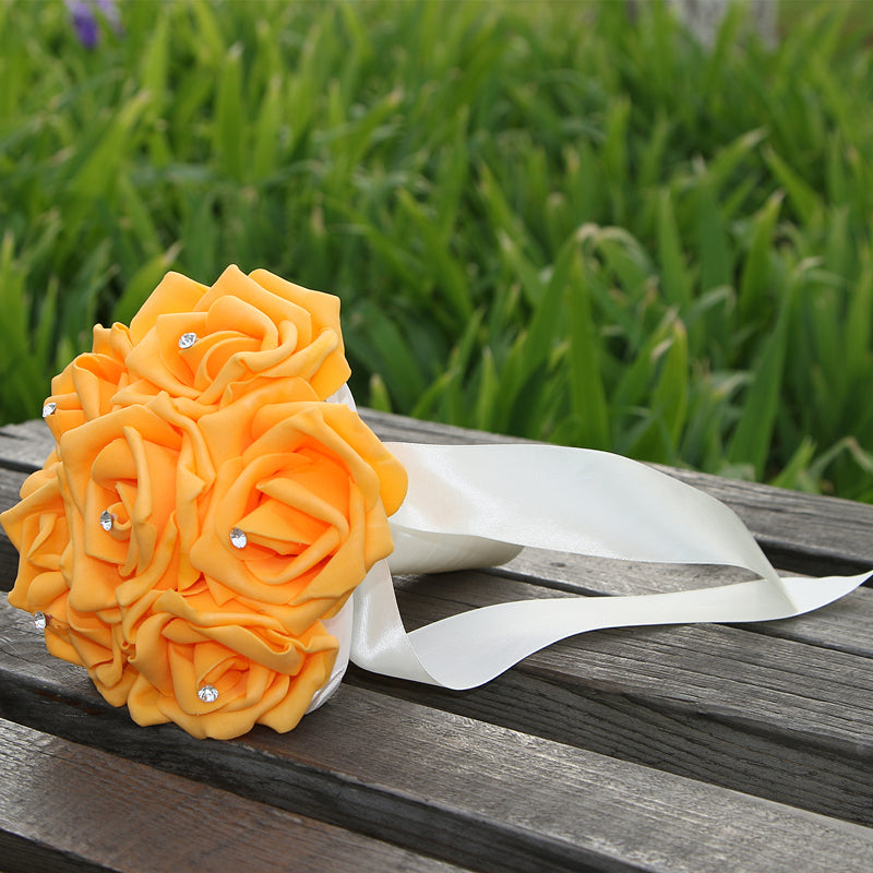 Simple Silk Rose wedding Bouquet in Multiple Colors