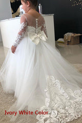 Boho Long Sleeves Lace Flower Girl Dresses