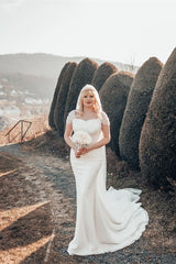 White Long Mermaid Jewel Glitter Off the Shoulder Wedding Dresses