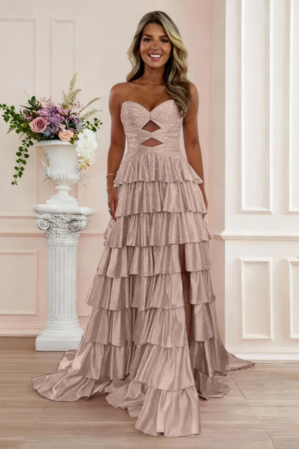 Sweetheart A-line Strapless Sleeveless Long Prom Dress with Split