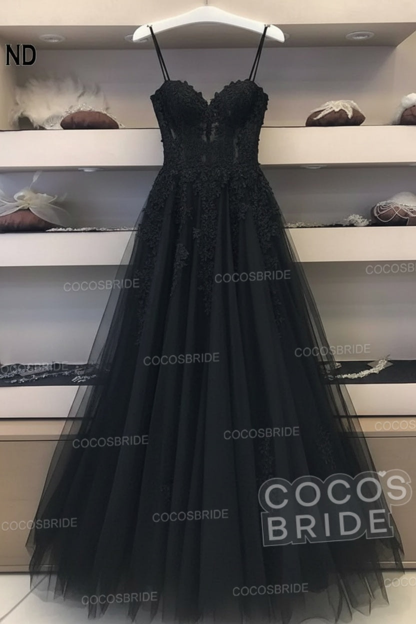 Long A-line Sweetheart Tulle Lace Wedding Dresses
