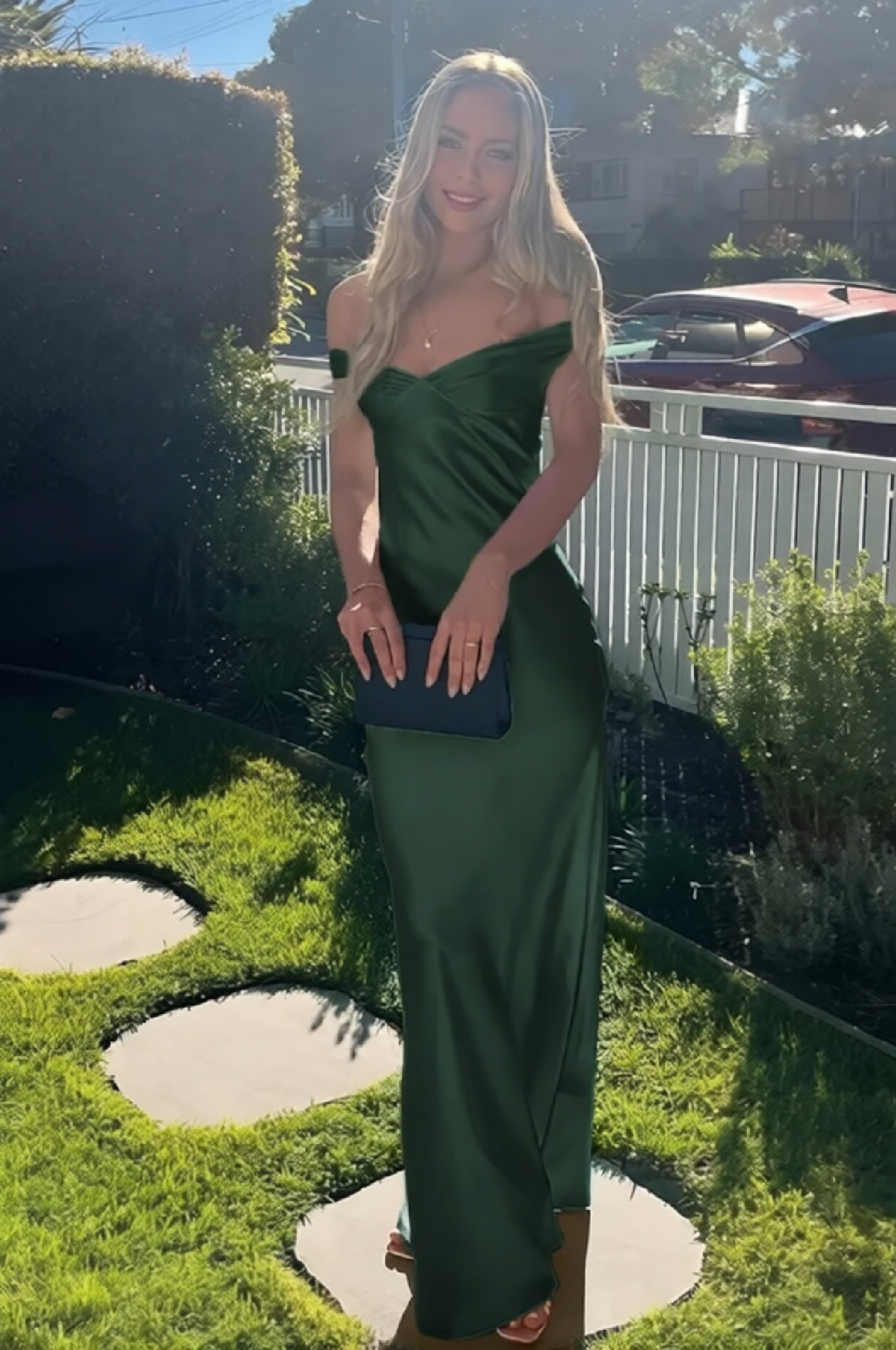 Elegant Off-the-Shoulder Backless Mermaid Satin Prom Dress