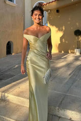 Elegant Off-the-Shoulder Backless Mermaid Satin Prom Dress
