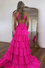 Sexy Sleeveless Halter A-line Long Prom Dress with Slit