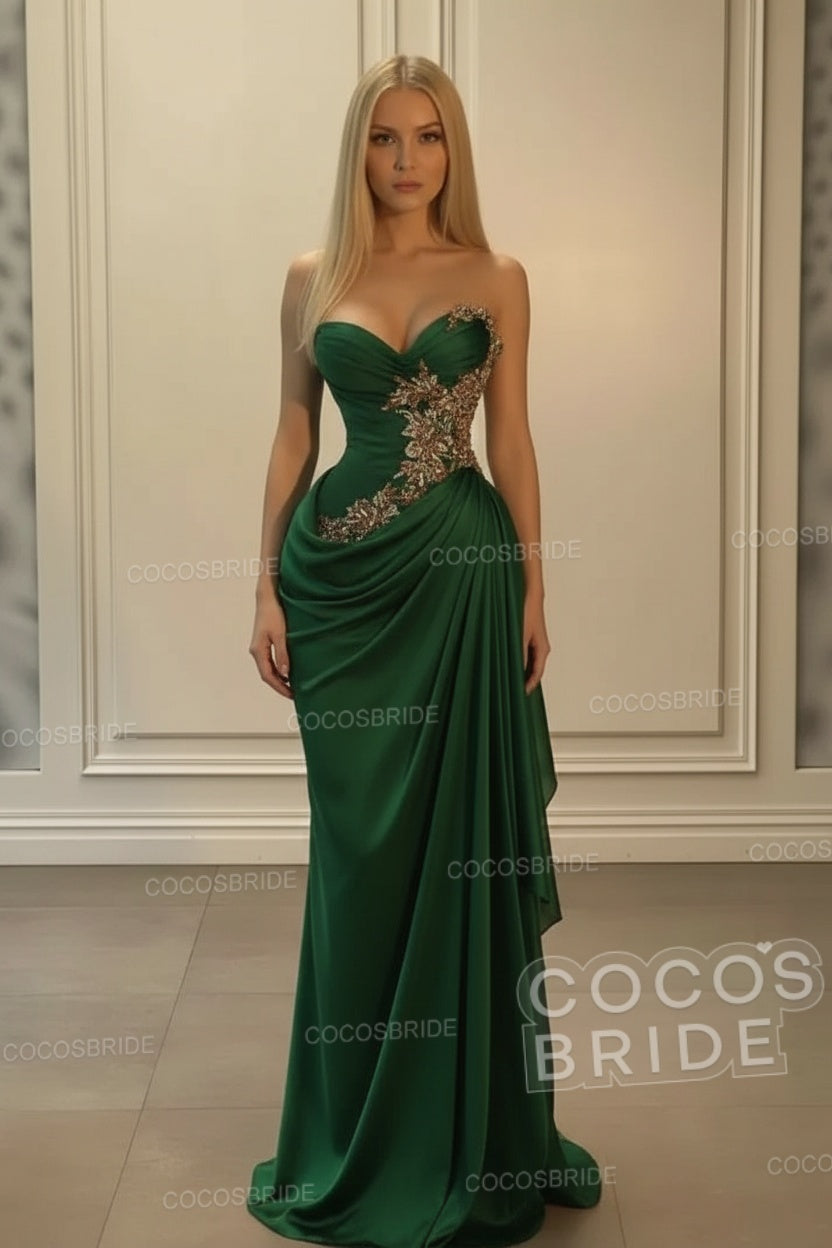 Sweetheart Mermaid Long Chiffon Prom Dress with Beads