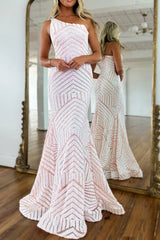 Long One Shoulder Sequin Mermaid Prom Dress