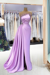 Long Mermaid Strapless Sleeveless Evening Formal Dress with Side Slit