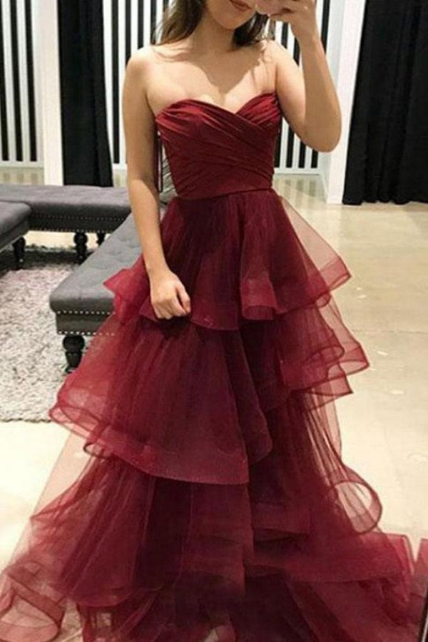 Long Sweetheart Organza A-line Backless Prom Dress