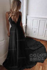 Simple Long V Neck Chiffon A Line Covered Button Boho Wedding Dresses