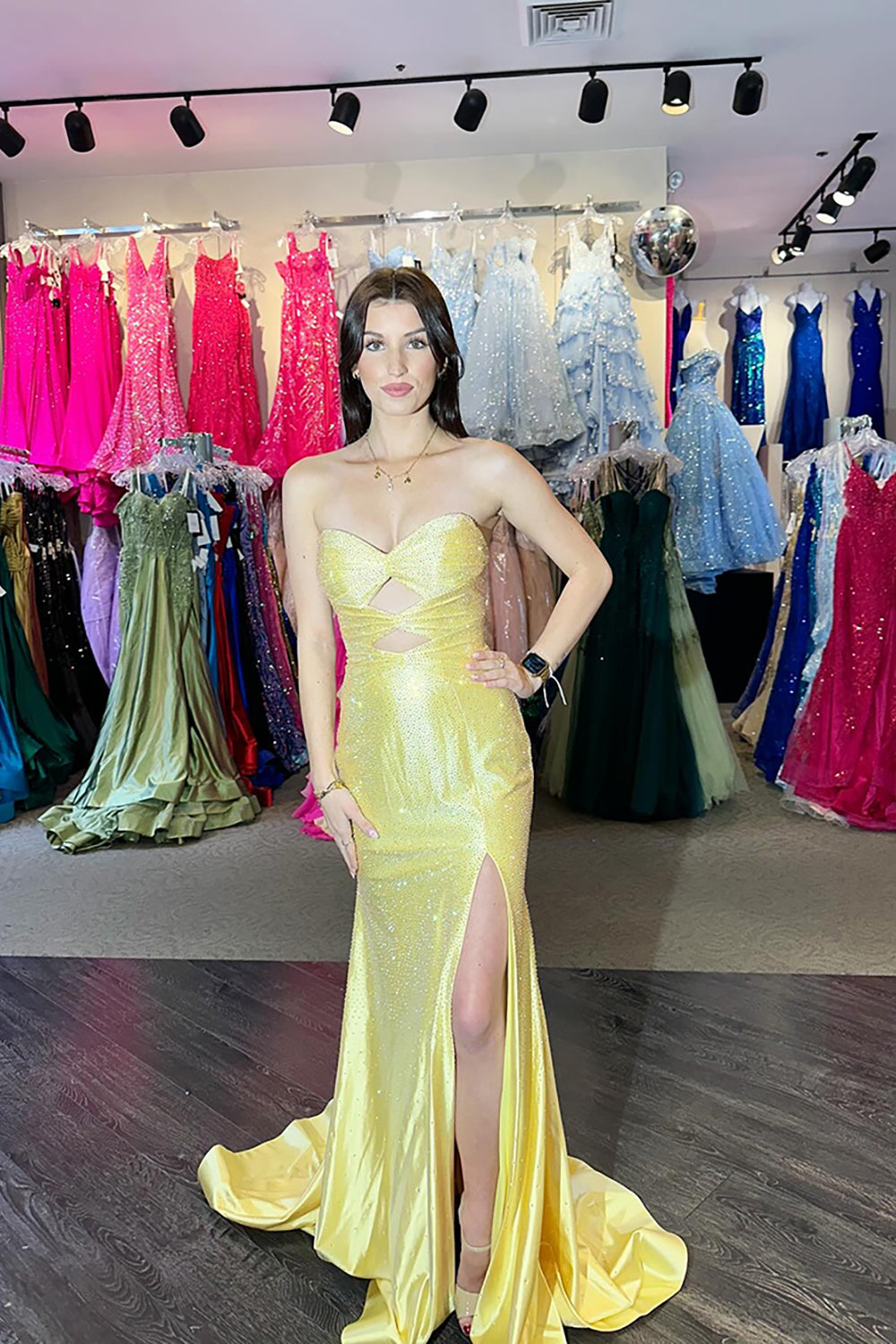 Sparkly Strapless Long Mermaid Prom Dress with Beading