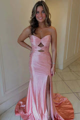 Cute Sweetheart Mermaid Sequined Prom Dress with Keyhole