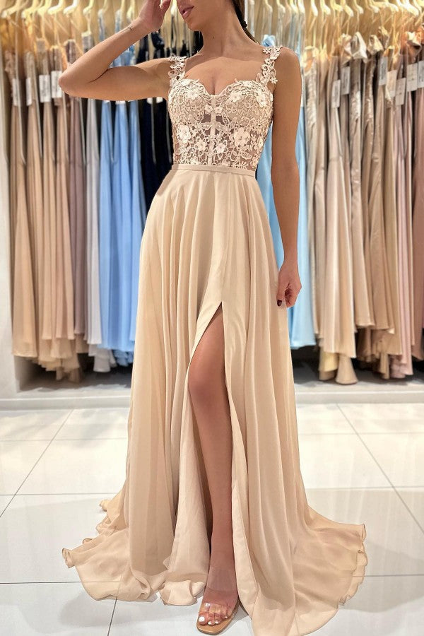 Elegant Long Sleeveless A-Line Chiffon Prom Dress with Ruffles