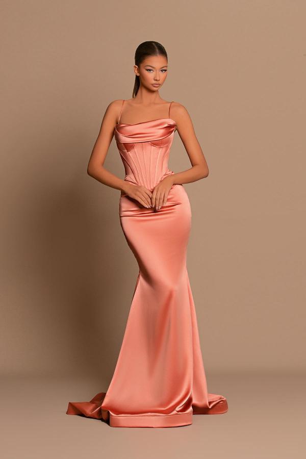 Long Mermaid Spaghetti Straps Satin Formal Prom Dresses