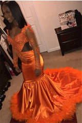 Long Mermaid V-neck Tulle Satin Prom Dress with Sleeves