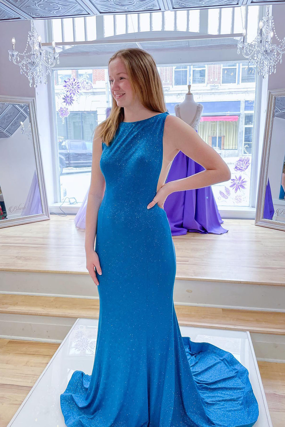 Long  Sequins Mermaid Floor Length Prom Dress