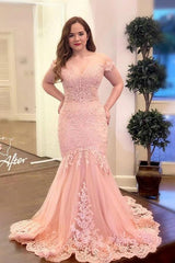Long Mermaid Off the Shoulder Lace Appliques Formal Prom Dress