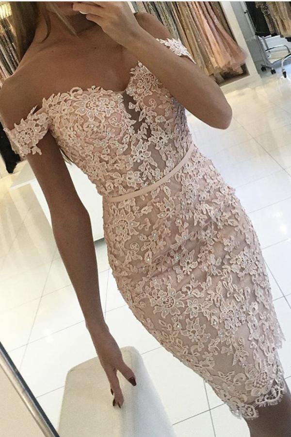 Elegant Short Mermaid Off the Shoulder Lace Party Dresses