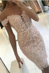 Elegant Short Mermaid Off the Shoulder Lace Party Dresses