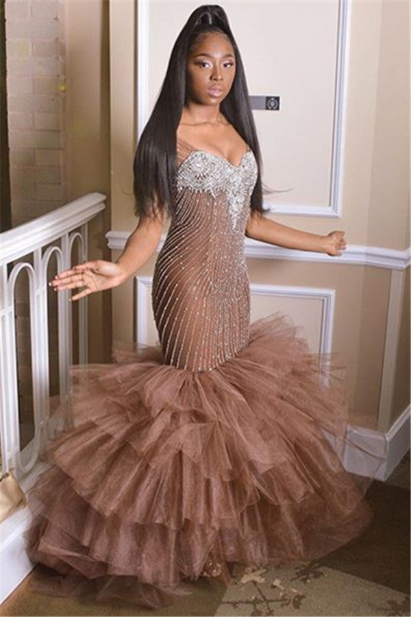 Long Mermaid Sweetheart Tulle Straps Appliques Lace Prom Dress