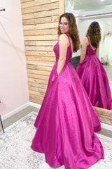 Long Sequins Spaghetti Straps Backless A-line Floor Length Prom Dress With Pockets