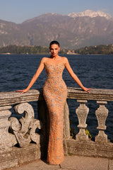 Mermaid Strapless Sleeveless Beaded Long Formal Evening Dresses